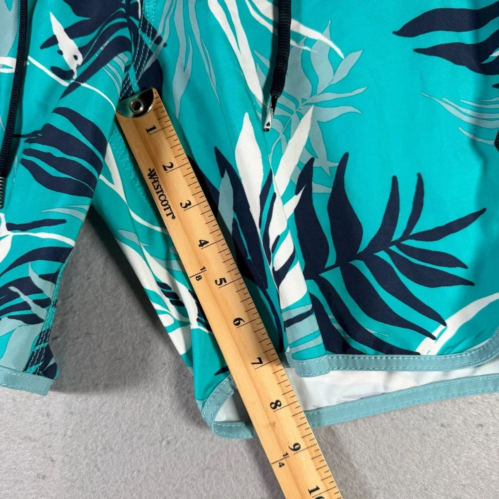 Volcom Mod-Tech Mens Board Shorts 28 Teal Navy Tropical Palm Leaf‎ Swim Trunks